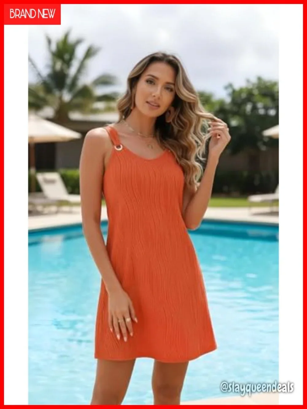 Sleeveless V-Neck Swing Dress with Pockets Beach Cover Up